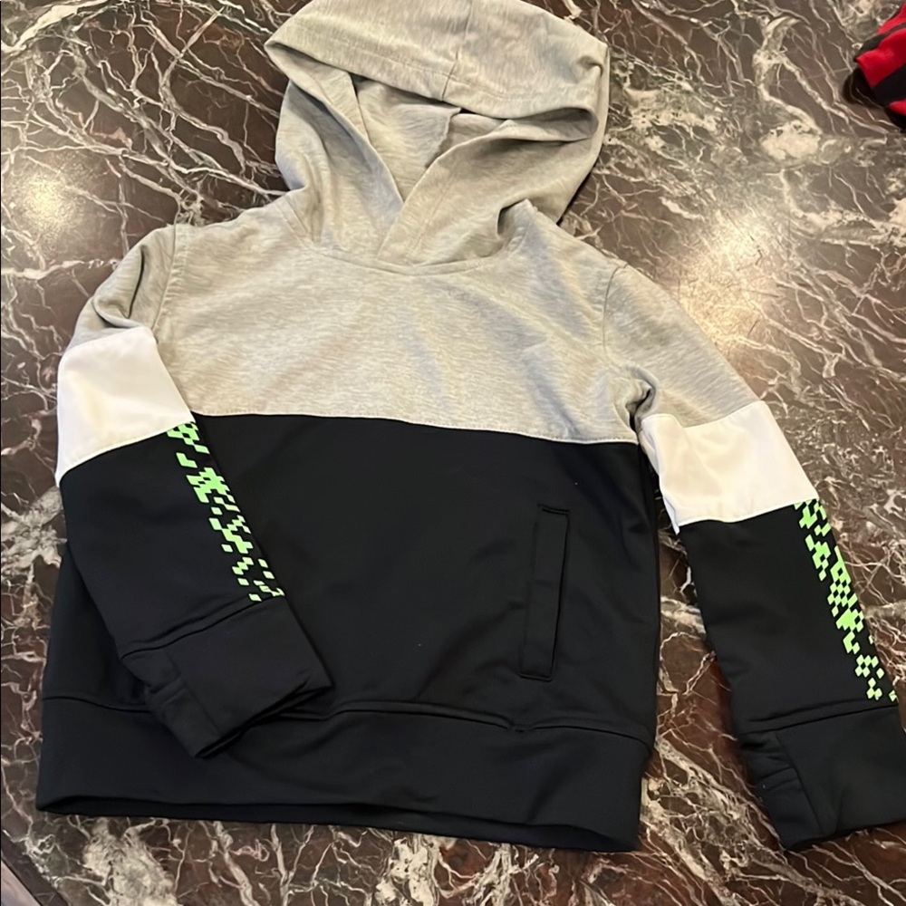 Gray and Black Colorblock Hoodie Sweatshirt